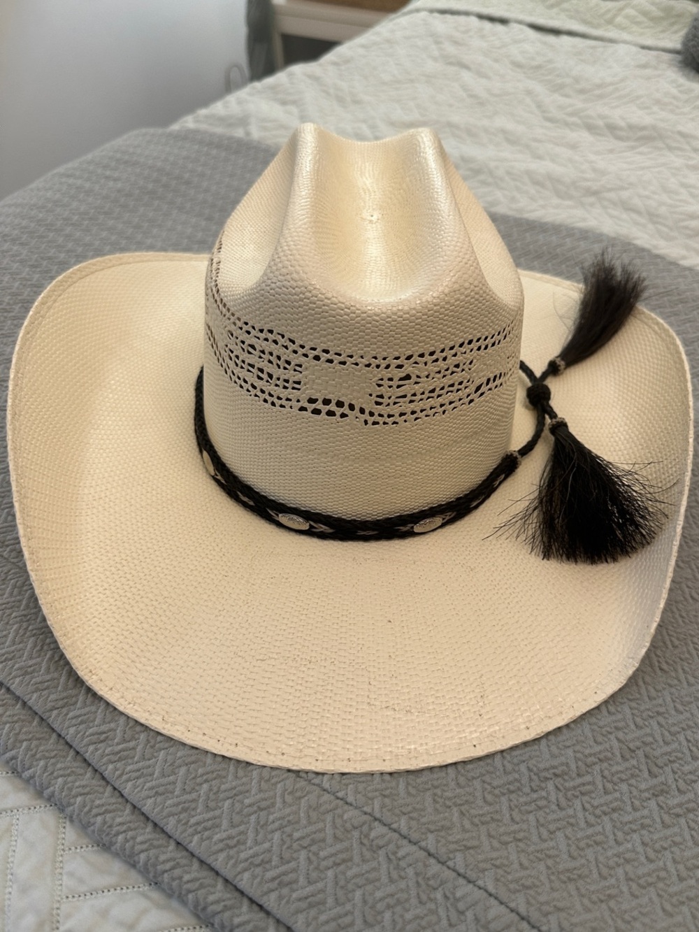 Twister Cream Straw Cowboy Hat with Black Braided Band